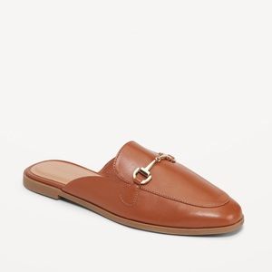 Faux Leather loafer mules